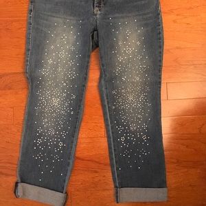Chico’s Size 0 (size 4) Boyfriend bling jeans.